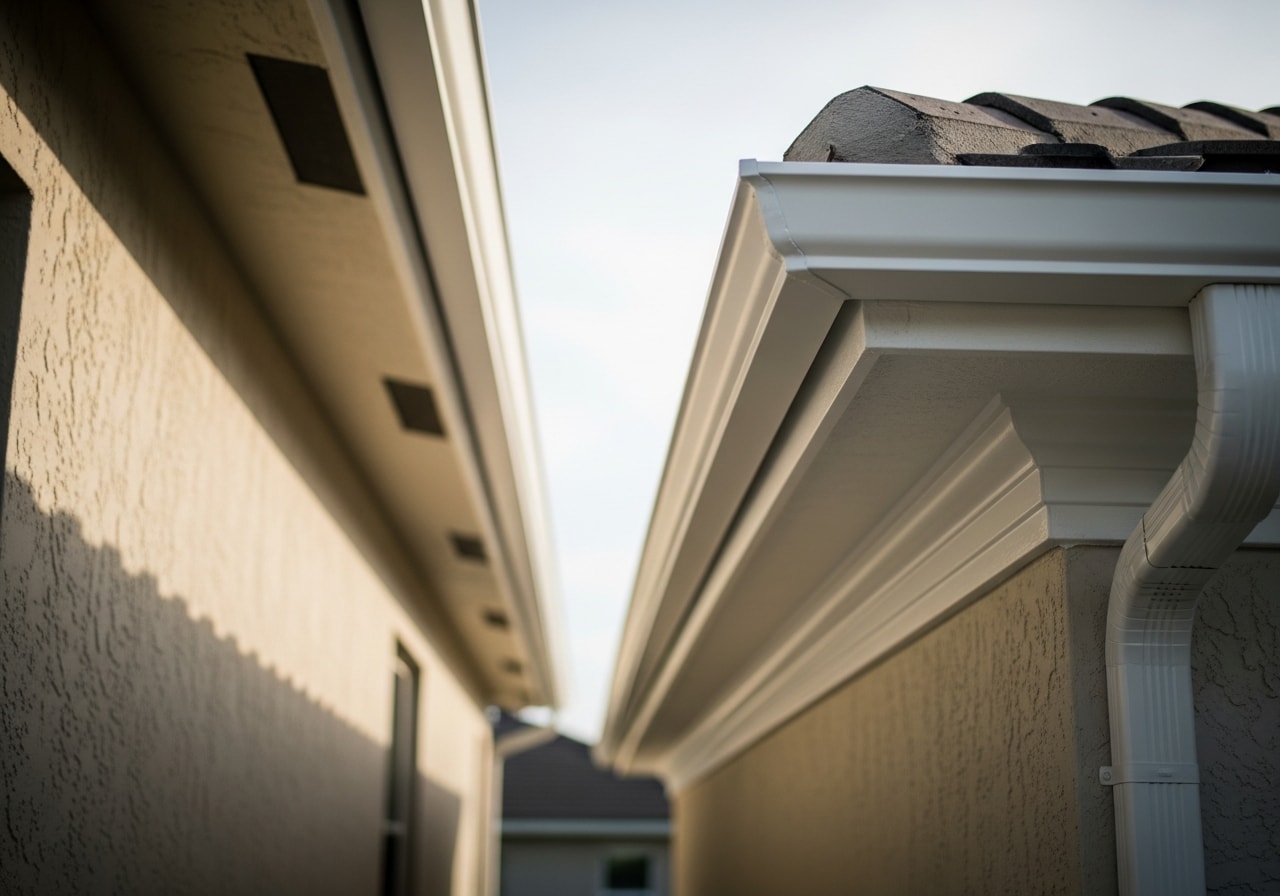 Replaced exterior trim and soffit with fresh paint finish on Naples home